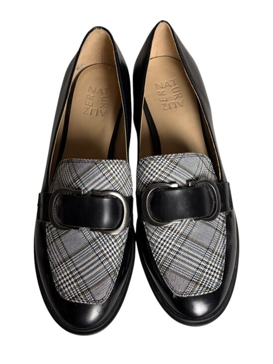 Naturalizer Shoes - Naturalizer  Size 8 Pascal Black Brush Off Leather Plaid Loafers Accademia Shoes